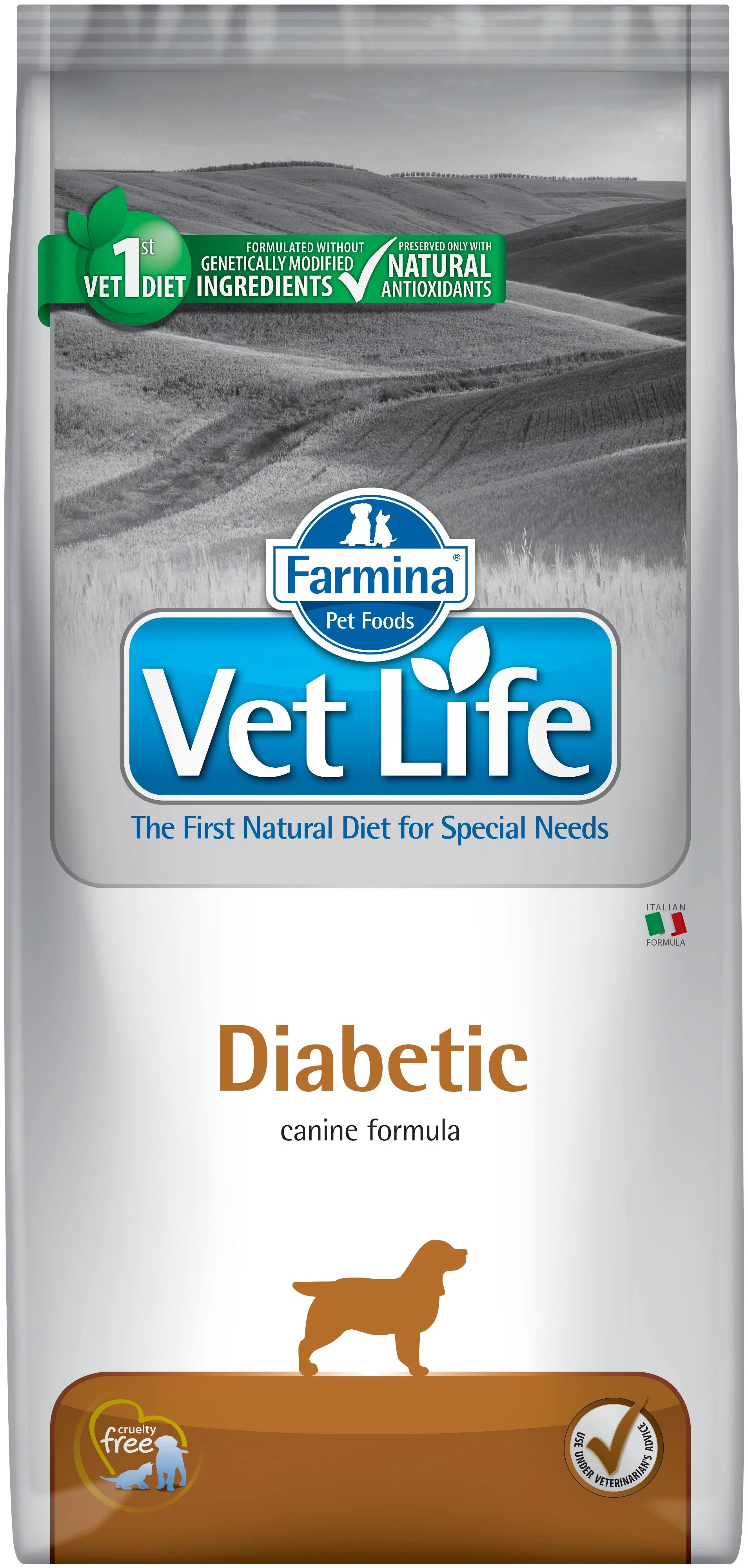 Корм для собак диабетиков Farmina vet life dog 2 кг diabetic