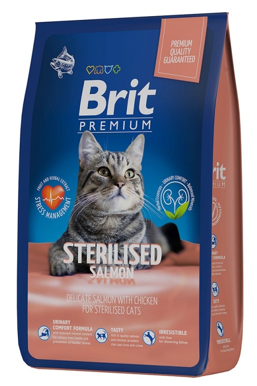 Корм для стерилизованных кошек Brit premium cat sterilised 400 г лосось и курица