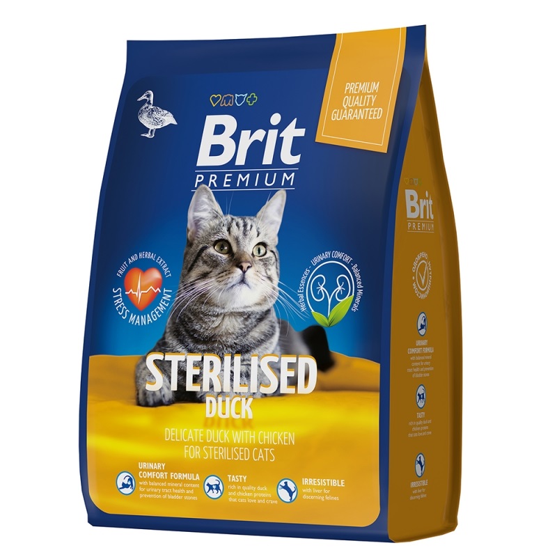 Корм для стерилизованных кошек Brit premium cat sterilised 400 г утка и курица