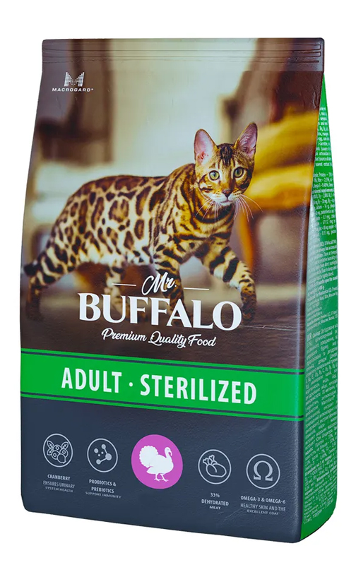 Корм для стерилизованных кошек Mr.buffalo sterilized 10 кг с индейкой