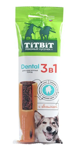 Лакомство 3в1 для собак крупных пород Титбит dental 95 г с облепихой
