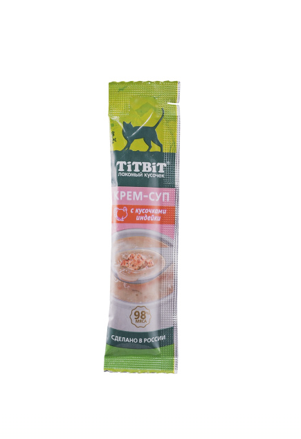 Лакомство крем-суп для кошек Титбит 10 г с кусочками индейки