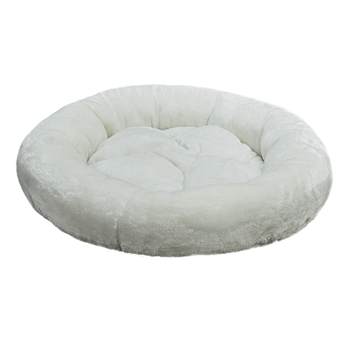Лежанка круглая белая Зооник с подушкой мех 48х15см