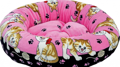 Лежанка круглая розовая Зооник кошки с подушкой велюр 48х15см