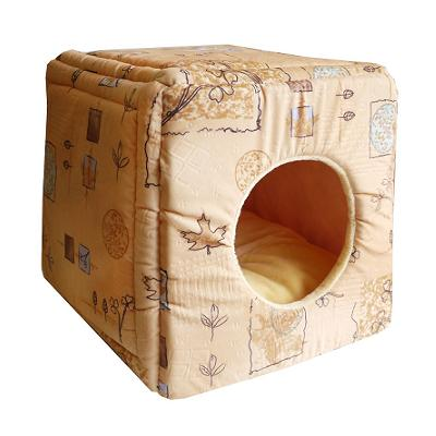 Лежанка-домик кубик-трансформер Zooexpress мебельная ткань 42х42х40см №1