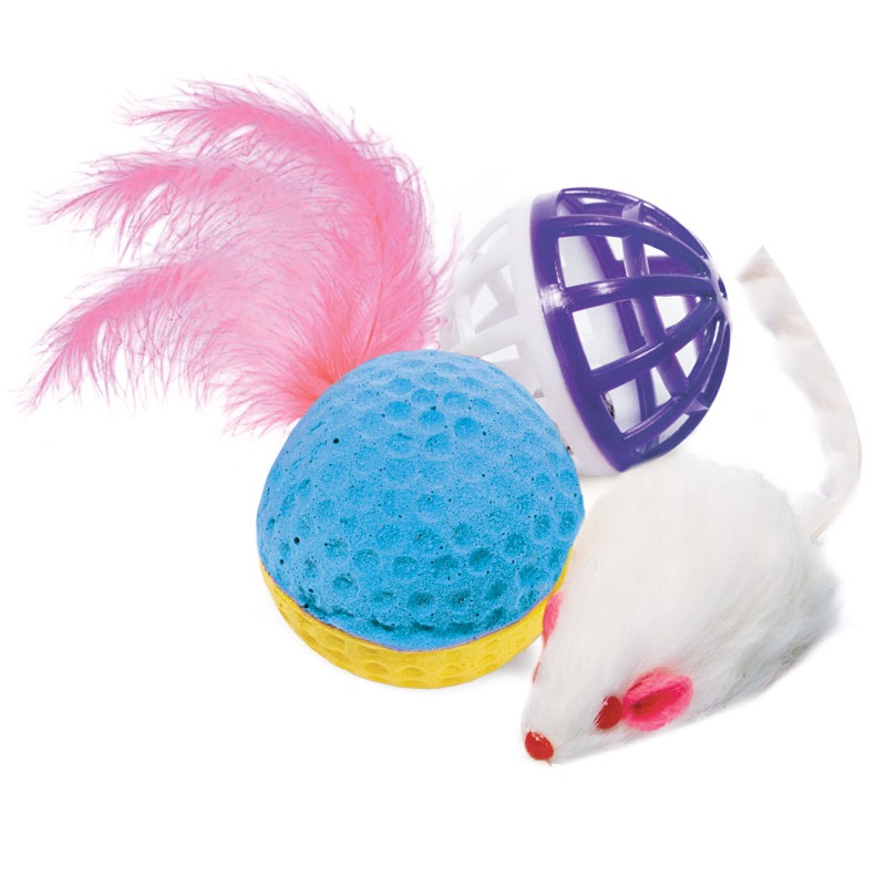 Набор игрушек мяч,мышь,шар для кошек Triol 4-4.5см xw0028