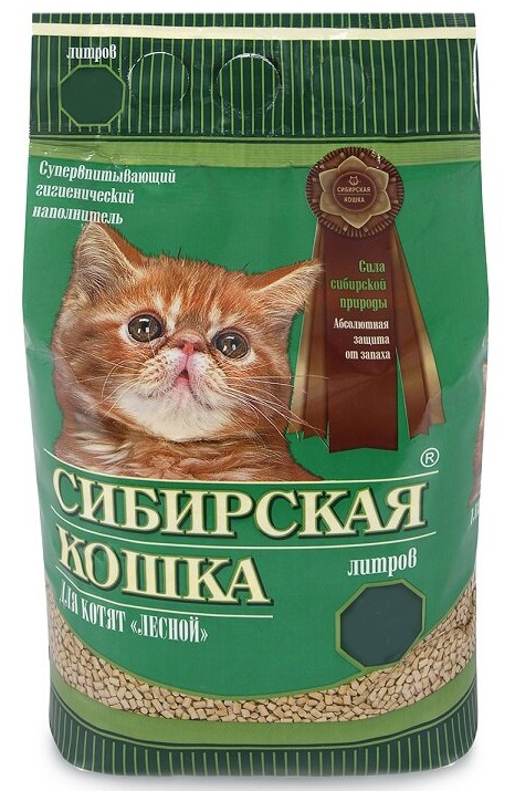 Наполнитель древесный для котят Сибирская кошка лесной 5 л