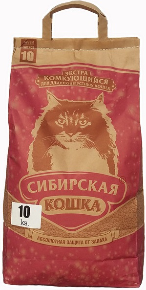 Наполнитель комкующийся для туалета длинношерстных кошек Сибирская кошка экстра 10 кг