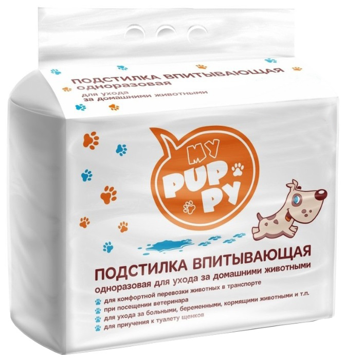 Пеленки впитывающие одноразовые для щенков Petmil my puppy 60х60см n30