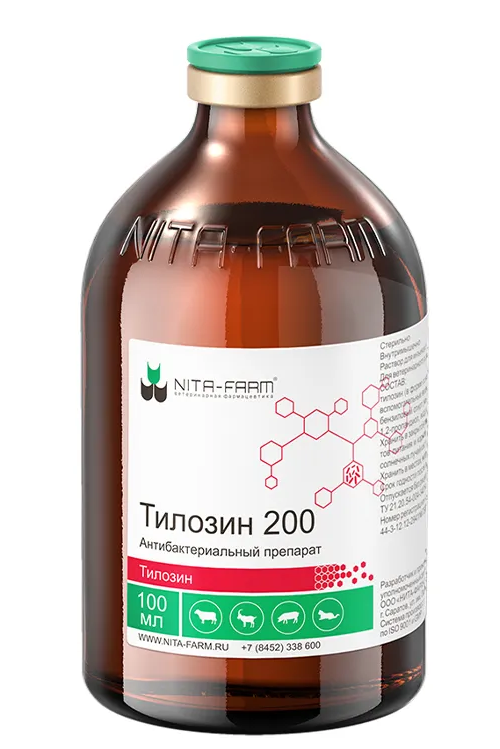 Тилозин 200 р-р д/и 20 % 100 мл фл n1