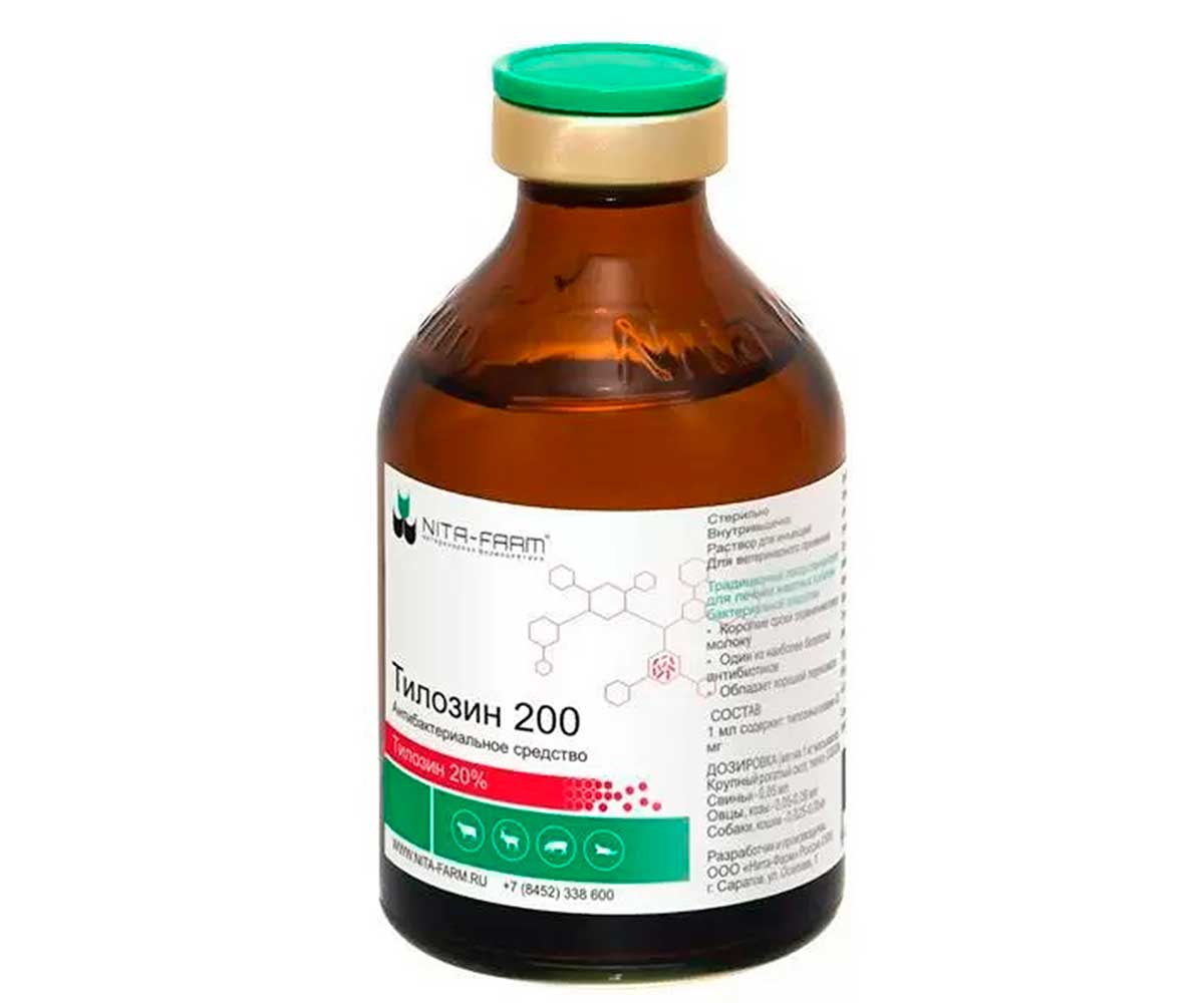 Тилозин 200 р-р д/и 20 % 50 мл фл n1