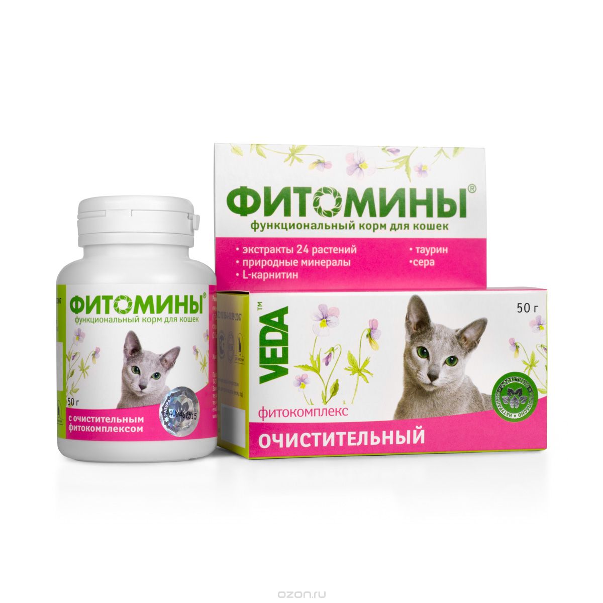 Фитомины таб для кошек 50 г n100 с очистительным фитокомплексом