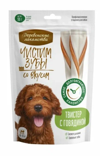 Твистер для собак Деревенские лакомства чистим зубы 90 г с говядиной