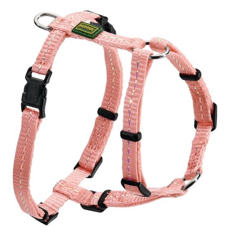 Шлейка светоотражающая для собак светло-розовая Hunter tripoli нейлон 41-55см