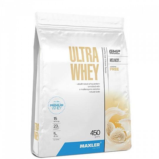 Maxler Ultra Whey Протеин сывороточный ванильное мороженое 450г N 1