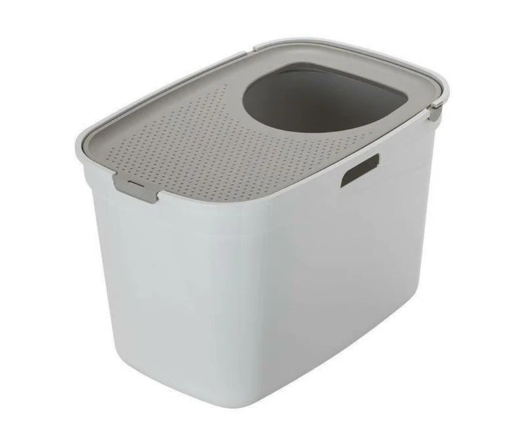 Био-туалет для кошек бело-серый Moderna top cat вертикальный вход 59х39х38h см
