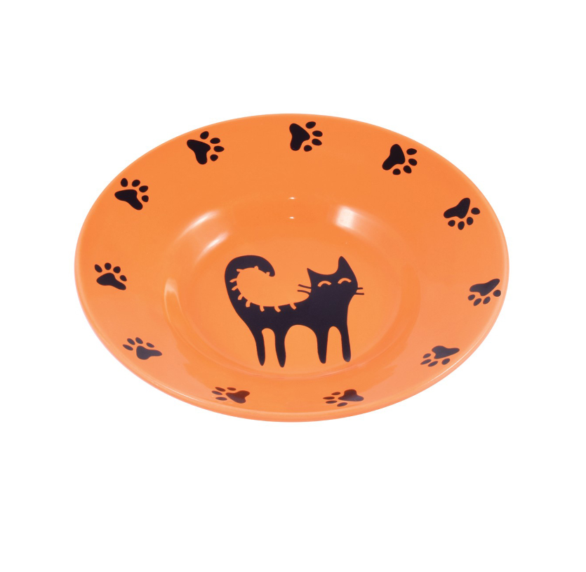Блюдце керамическое для кошек оранжевое Mr.kranch 140 мл