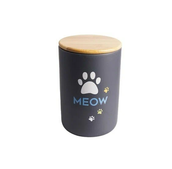 Бокс керамический для хранения корма кошек черный Mr.kranch meow 1900 мл