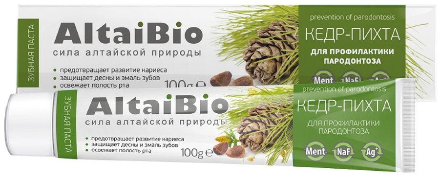 АлтайБио кедр-пихта для профилактики пародонтоза Зубная паста 75мл