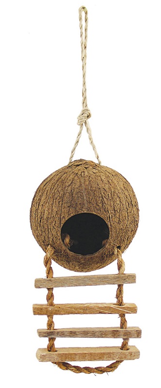 Гнездо-домик для птиц Triol эко с лестницей из кокоса 10х13см