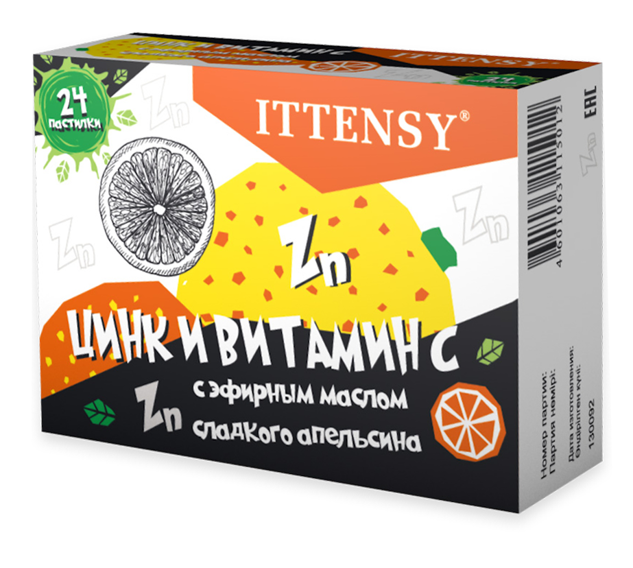 Иттенси цинк и витамин С со вкусом апельсина пастилки N24
