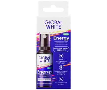 Global White Energy спрей для полости рта освежающий со вкусом корицы 15мл