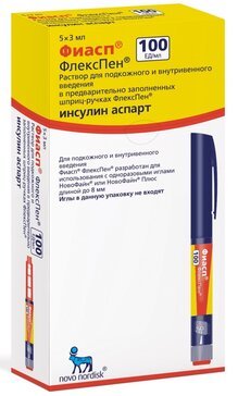 Фиасп р-р д/и/в/в/п/к 100ед/мл 3мл картридж в шприц-ручках флекспен N 5