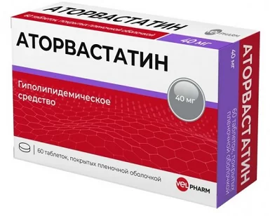 Аторвастатин велфарм таб п/о плен 40мг N 60