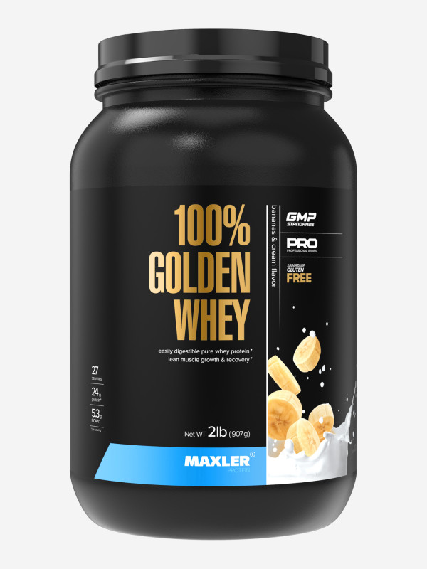 Maxler  Golden Whey 2 lb протеин сывороточный банановый крем 907г N1