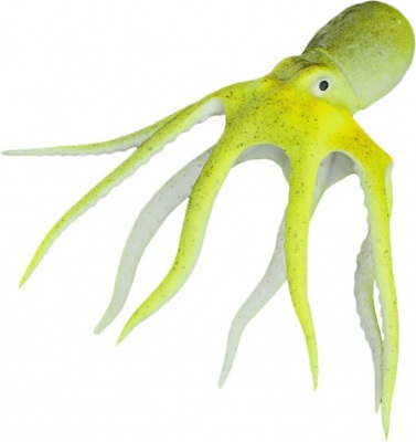Декор осьминог плавающий желтый Meijing 9х14см силиконовый