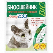Доктор зоо биоошейник для мелких собак и кошек от блох клещей зеленый 35см