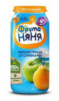 ФрутоНяня Пюре яблоко/груша/сливки/с сахаром 250г