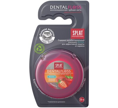 Сплат нить зубная с ароматом клубники объемная 30 м