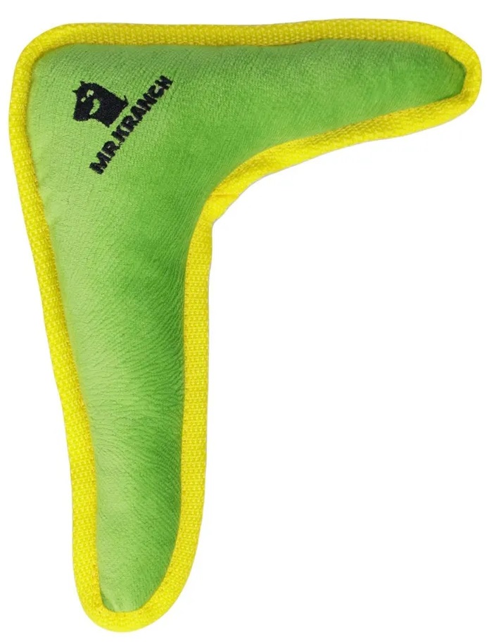 Игрушка бумеранг с пищалкой для собак крупных и средних пород зеленый Mr.kranch 34х28.5х6.5см