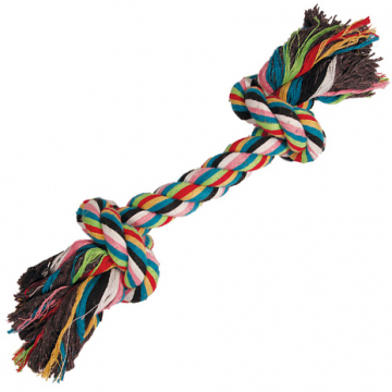 Игрушка веревка 2 узла для собак цветная Triol 340 -350г xj0016