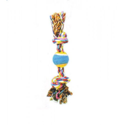 Игрушка веревка 2 узла и мяч для собак цветная Triol 250 -260г 30см xj0073