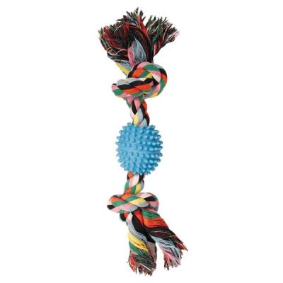 Игрушка веревка-канат 2 узла и мяч для собак цветная Triol