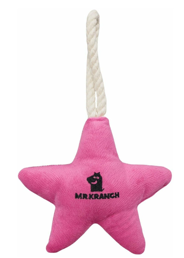 Игрушка звездочка с канатом и пищалкой для собак мелких и средних пород нежно-розовая Mr.kranch 26х16х5см