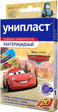 Унипласт набор детских бактерицидных пластырей Тачки N 20