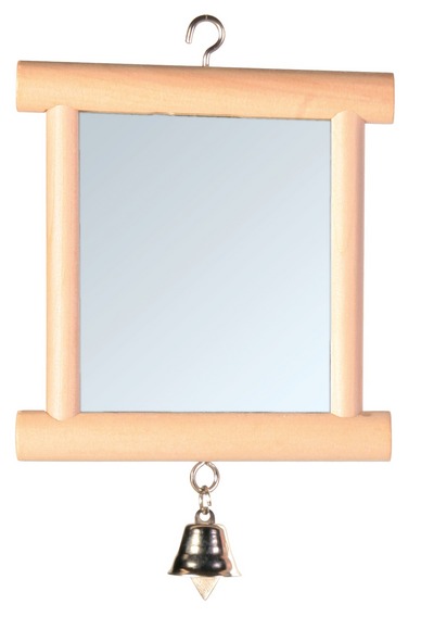 Игрушка зеркало квадратное для птиц Trixie с колокольчиком 9х10см