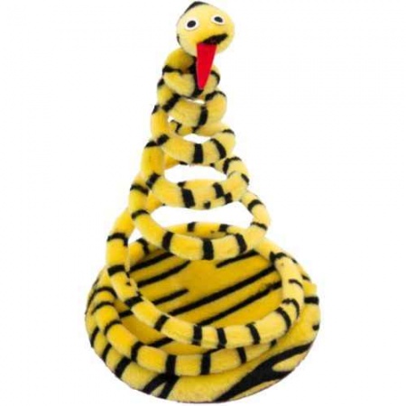 Игрушка змея пирамидка для кошек плюшевая цветная 23см с мятой