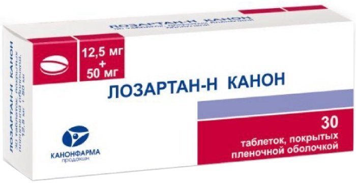 Лозартан-Н Канон таб п/об плен 12,5мг+50мг N 30