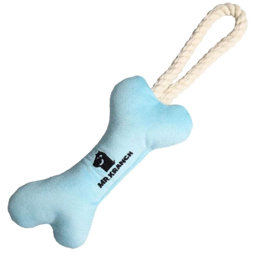 Игрушка косточка с канатом для собак мелких и средних пород нежно-голубая Mr.kranch 31х9х4см