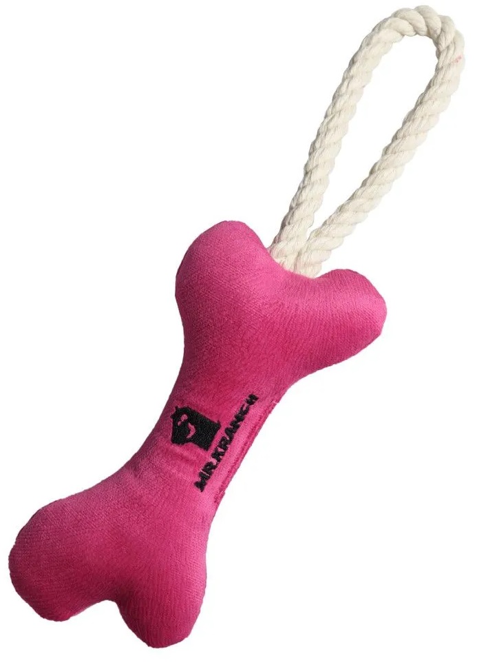 Игрушка косточка с канатом для собак мелких и средних пород ярко-розовая Mr.kranch 31х9х4см