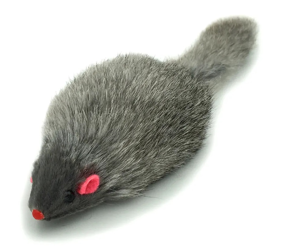 Игрушка мышь с пищалкой для кошек серая Triol 9-10см n1 sq4