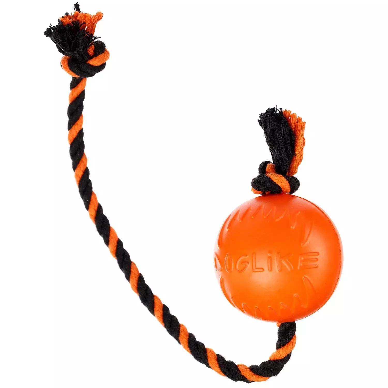 Игрушка мяч с канатом оранжевый-черный Doglike малый d-3927