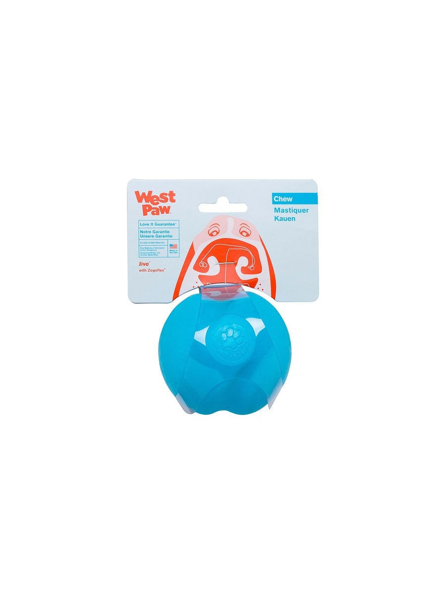 Игрушка мячик для собак голубой West paw zogoflex jive р.s 6.6см
