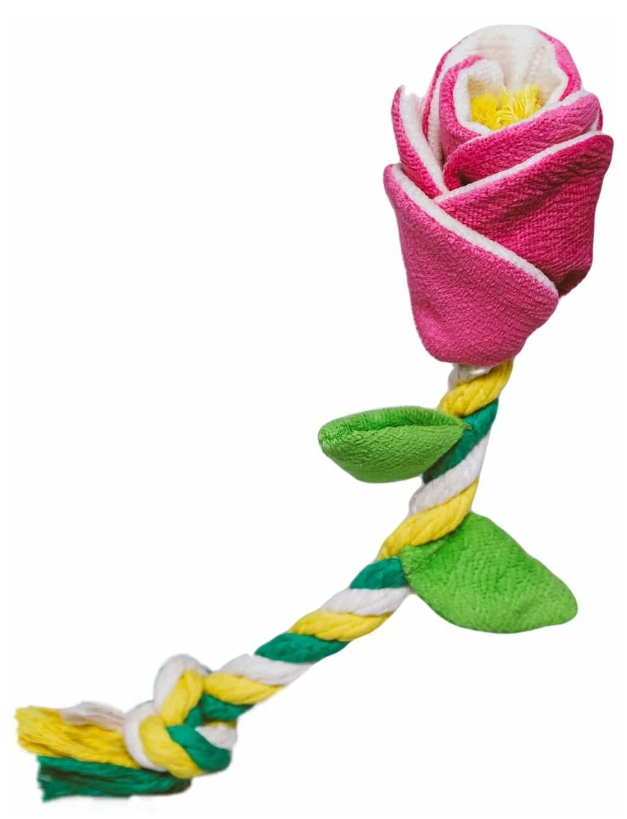 Игрушка роза с канатом для собак мелких и средних пород розовая Mr.kranch 29х5х5см