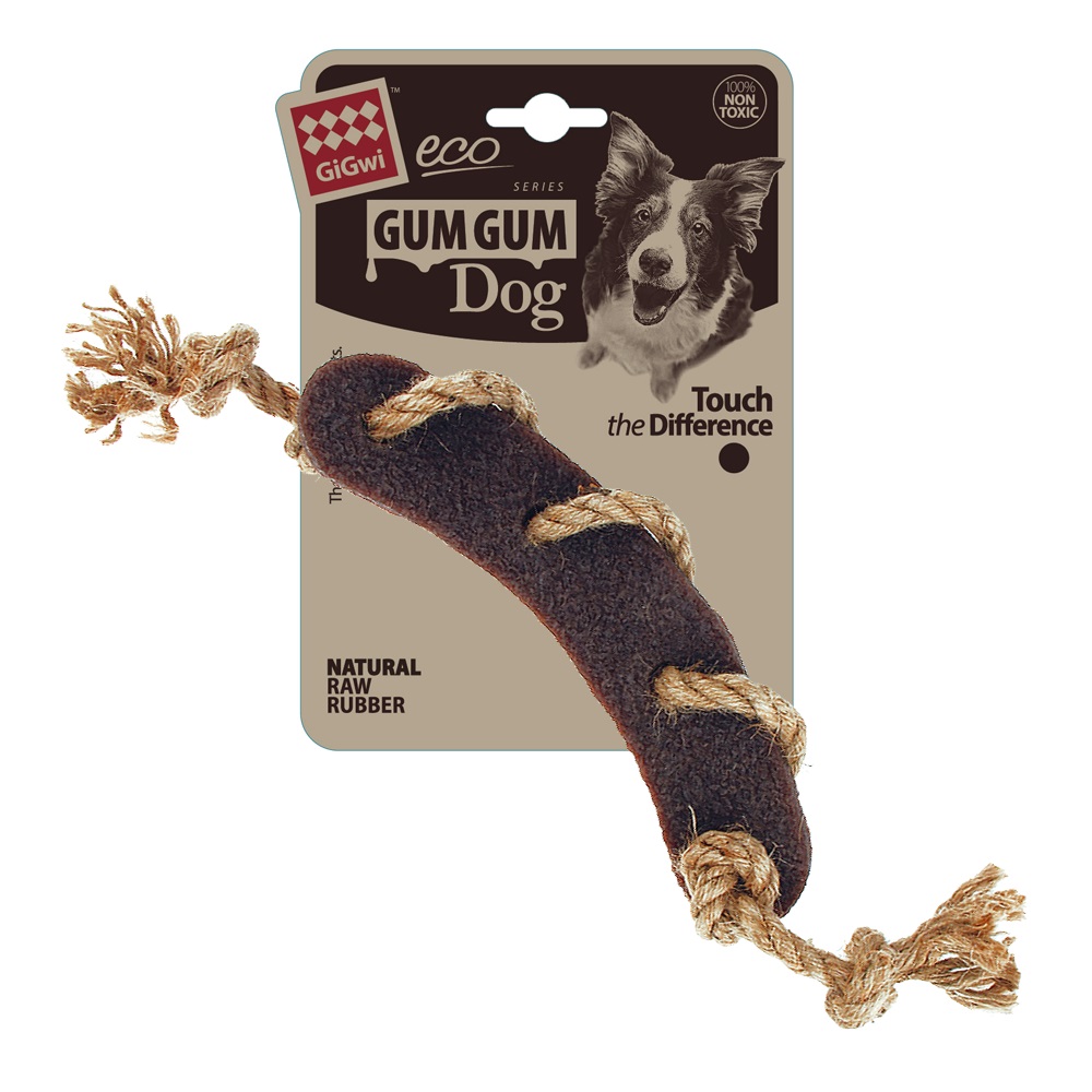 Игрушка сосиска с веревкой для собак Gigwi gum gum 21.5см 85005