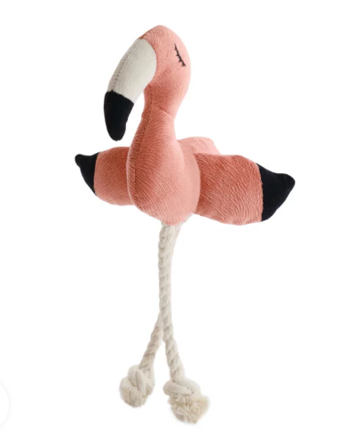 Игрушка фламинго с канатом и пищалкой для собак мелких и средних пород персиковая Mr.kranch 24х13.5х6см